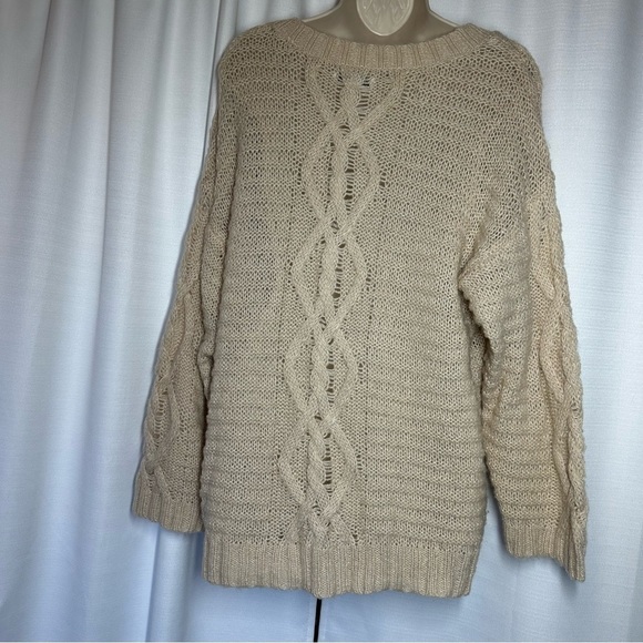American Eagle Sweater Open Knit Granny Boho Wool Blend Slouchy Cable Knit Sz XS - Picture 4 of 12